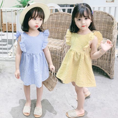 Summer Newborn Baby Girl Clothes Cotton Dress For Infant Baby Girls  Clothing Outfits Cool Breathable Casual Dress Dress Color Yellow Kid Size  24M
