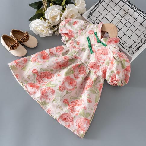 בגדי תינוקות בסגנון סיני פרח פנינה cheongsam שמלת תחפושת לתינוקות בנות בגדי יום הולדת 1 שמלת נסיכה