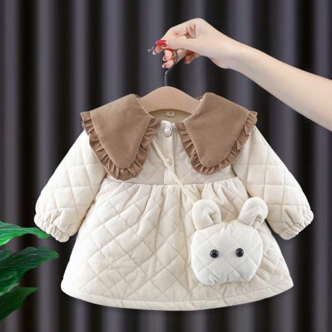 תינוקת שמלת חורף בסגנון תינוקות 5 חודשים שמלת חורף בגדי חורף ללבוש