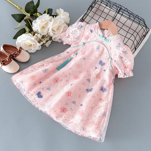 קיץ חדש בסגנון סיני צונגסאם בגדי שמלת תינוק לילדות תינוק יום הולדת שנה שמלות מסיבת נסיכה דר