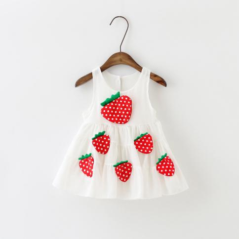שמלות שיפון לתינוקת חדשה עם שמלת ילדה פעוטה תות תינוקת שמלת יום הולדת שמלת קיץ בגדי ילדים