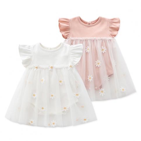 שמלת תינוק קיץ חדשה חצאית חוט פרחוני שמלת נסיכה מקסימה ומתוקה בקו שכבות שמלות לילדות 2023 0 3y