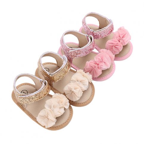 נעלי תינוקות קיץ שזה עתה נולדו נעלי תינוקת לפעוטות סנדלים סוליה רכה נגד החלקה פרח עריסה נעלי הליכון הראשון