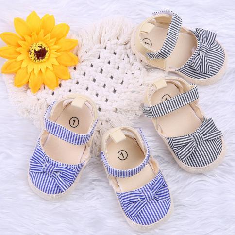 קיץ חדש שזה עתה נולד תינוק תינוק בנים בנות נעלי קנבס ללא החלקה פס קשת פעוטות סנדלי תינוקות סנדלים