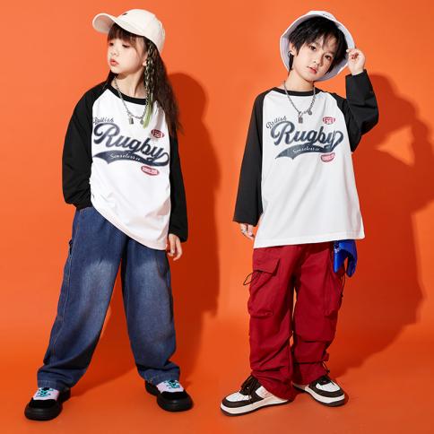 Kids Showing Kpop Street Outfits Teenage Hip Hop Clothing Long