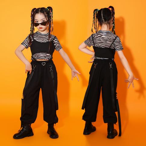 ילדים בגדי היפ הופ רשת קרופ גופיות חולצה רחוב ללבוש מכנסיים מטען עבור בנות נוער תחפושת ריקוד גאז מראה בגדים
