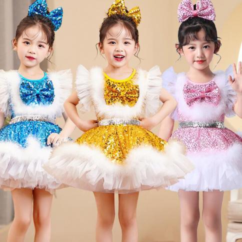 בנות בגדי ריקודים נצנצים בגדי טוטו שמלת טוטו לילדים תחפושת ריקוד גאז במה ללבוש פעוט ילד נסיכה