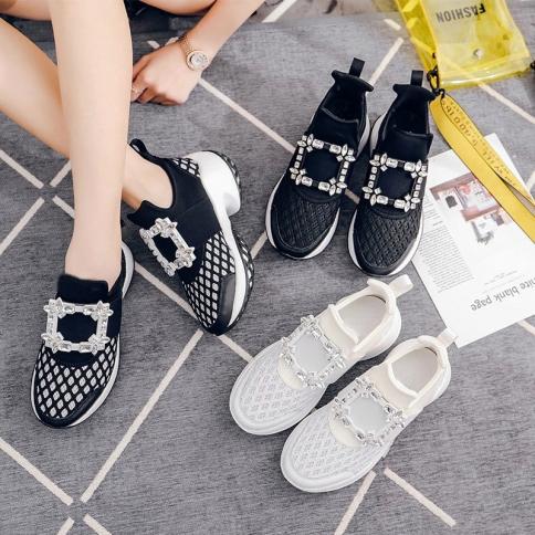 White Buckle Chunky Flatform Sneaker, Shoes