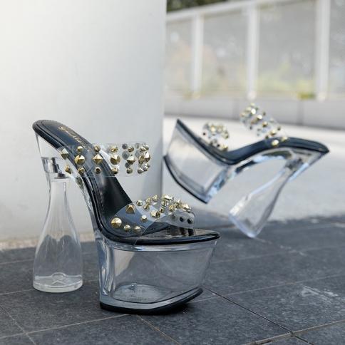 Clear platform high outlet heels