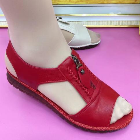 סנדלים תחתונים רכים לנשים בצבע אחיד קזואל פלוס מידה חיצונית נעלי הליכה קלות משקל zapatos de damas elegantes casu