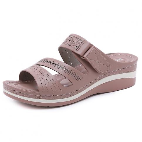 נעלי בית בצבע אחיד לנשים קיץ רשת נושמת מידה גדולה נוחה קזואל סנדלים קלות משקל pantuflas de muj
