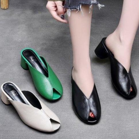 נעלי בית דגים לנשים קיץ צבע אחיד סנדלים פנאי חוץ הליכה נעלי עקב נעלי מסיבות zapatos tacon m