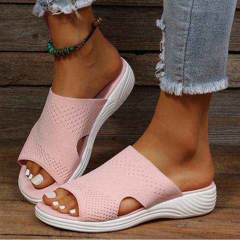 סנדלים לנשים אופנת קיץ peep toe נשים נעליים ללא החלקה מגלשות רטרו חיצוני סנדלי טריז סנדלים נוחים mujer