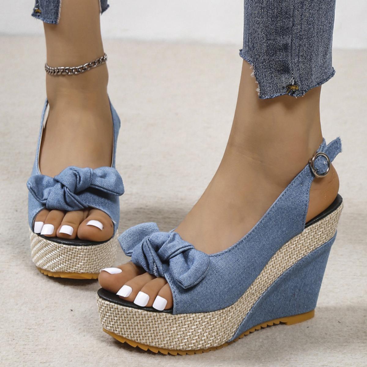 Denim bow online sandals