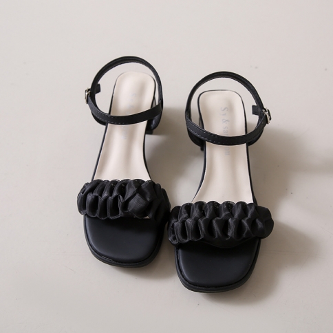 סנדלי אבזם צרפתיים במילה אחת קיץ חדש יוקרתי סנדלי טמפרמנט פשוטים עם עקבים עבים נעלי עקב אופנה