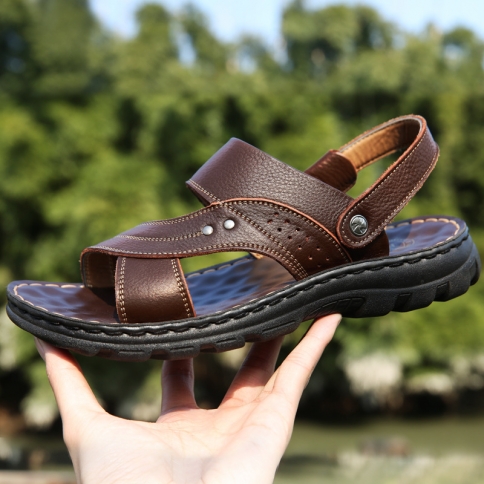 סנדלי גברים קיץ מוצרים חדשים מידות גדולות עור אמיתי סנדלי קזואל סנדלי נעלי חוף סיטונאי