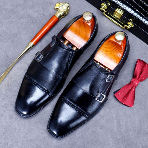 נעלי עור חדשות לגברים נעלי עור תלת מפרקים נעליים במידות גדולות נעליים עסקיות רשמיות עור פרה בריטי יחיד