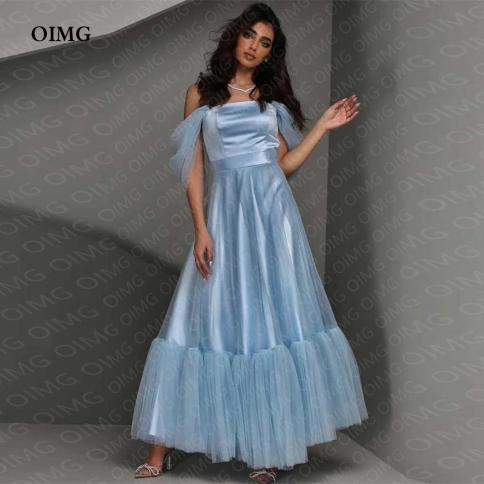 Simple Sky Blue Short Satin Custom Prom Dresses Women A Line Tulle  Strapless Graduation Formal Party Gowns Homecoming Dr Color Blue US Size 6