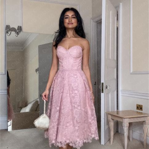 chinese dress ladies Pink Lace Crystal Mini Dress – self-portrait-US