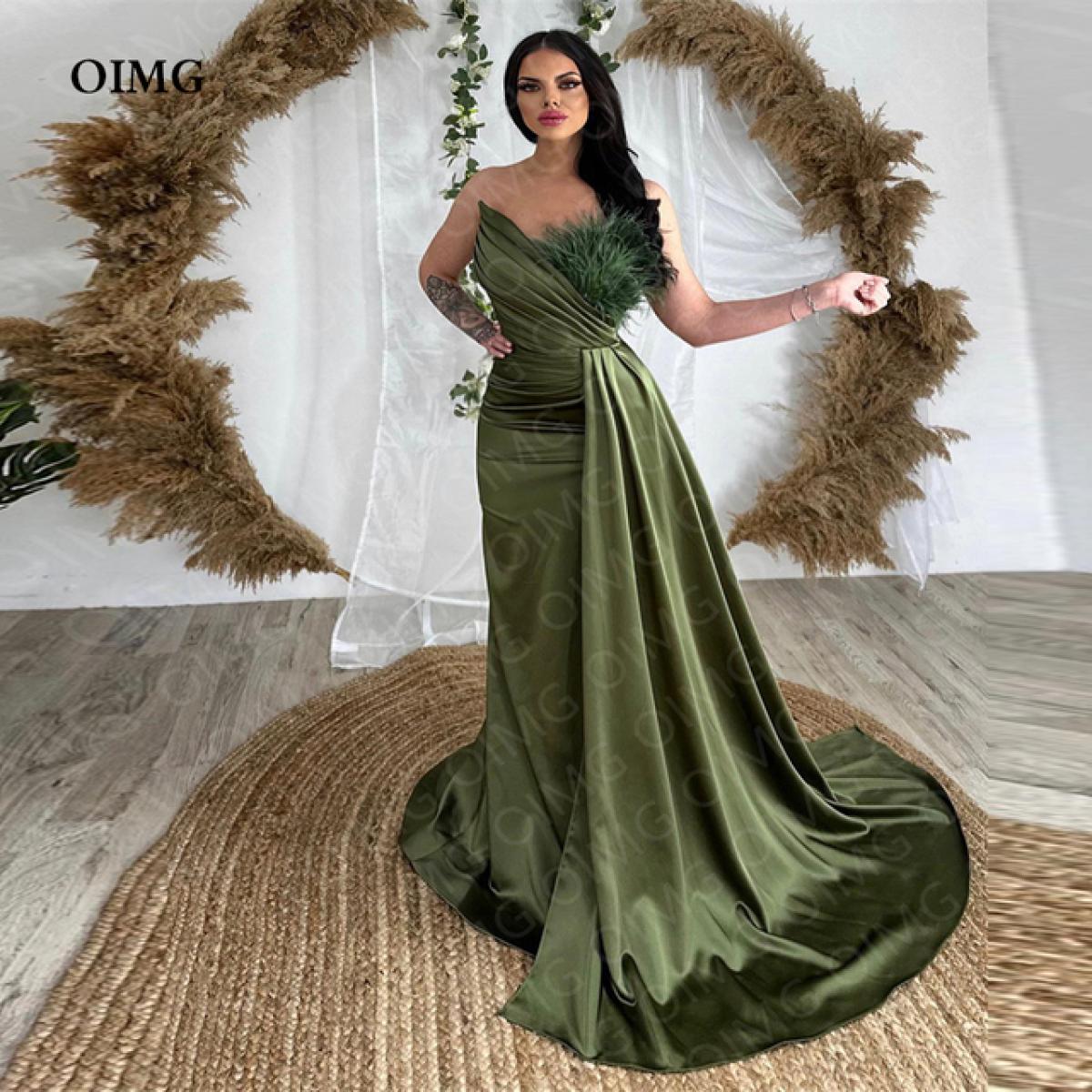 green feather dresses Sparkly Dark Green Sequin Feather Long Prom Dress