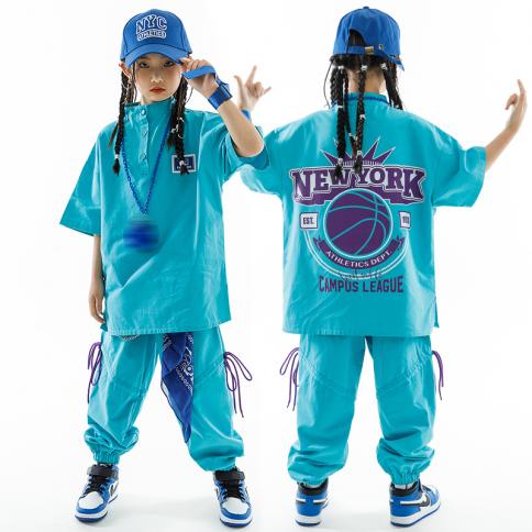 Kids Hip Hop Clothes Short Sleeve Baseball Jacket Pants Girls Jazz