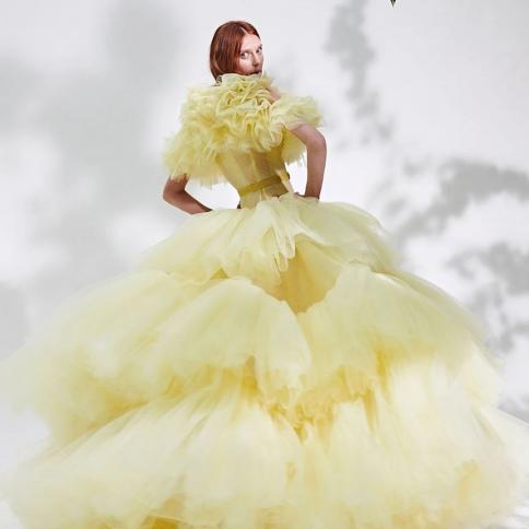 Light Yellow Ball Gown Tulle Party Dresses Extra Puffy Tiered Long Prom Formal Dress Customized Robes De Soire Celebri size 52 Color Ivory Light Yellow Ball Gown Tulle Party Dresses Extra Puffy Tiered Long Prom Formal Dress Customized Robes De Soire Celebri size 52 Color Ivory