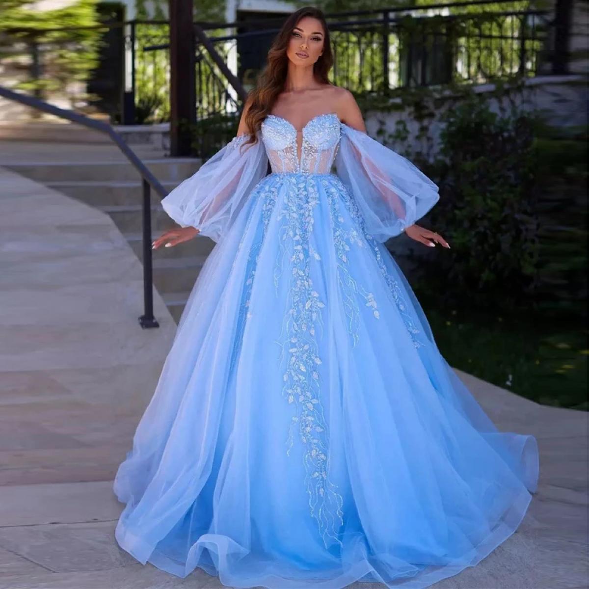open lace back dress Blue Princess Dress 4-5