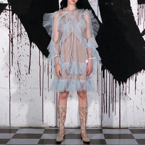 see thru long sleeve dress Sheer Dress Oh Polly See Thru You Dress Sheer Embellished Long Sleeve A-Line Mini Dress