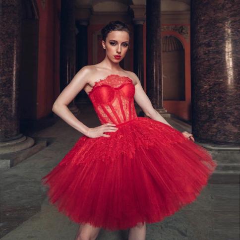 Pretty Women Red Ball Gown Short Party Dresses Puffy Tulle And