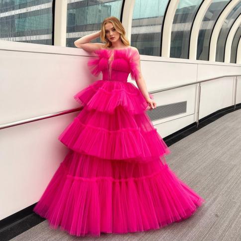 strapless open back dress Sweetheart Hot Pink Ruffle Layered Short Homecoming Dress – FancyVestido