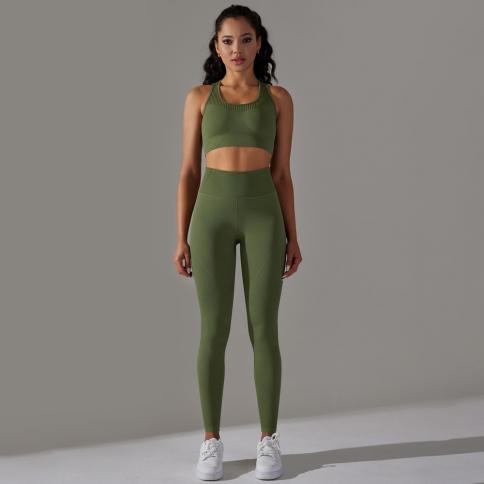 Summer Seamless Yoga Shorts Set Gym Sports Suit Women Workout Clothes 2pcs  Fitness Crop Top Push Up Bra High Waist Short Pants