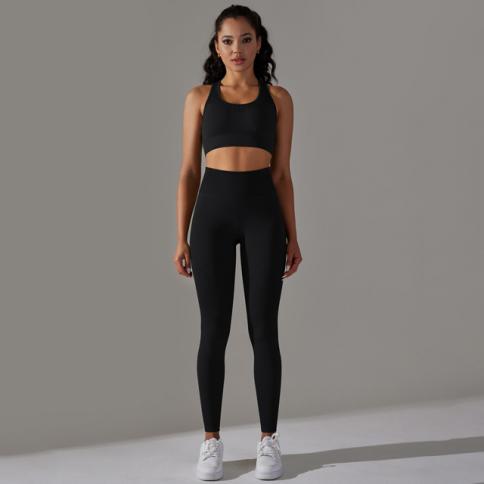 Gym Clothes.women's High-waist Yoga Set - Seamless Gym Clothes With  Push-up Bra