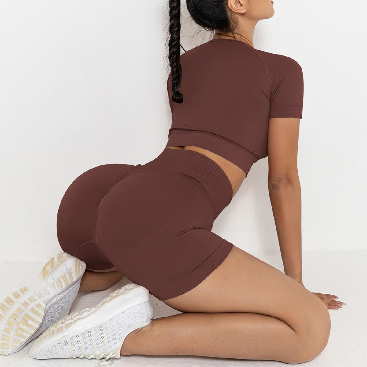 2 Piece Sets Women Outfit Seamless Yoga Set Gym Sportswear Push Up Sports  Bra High Waist