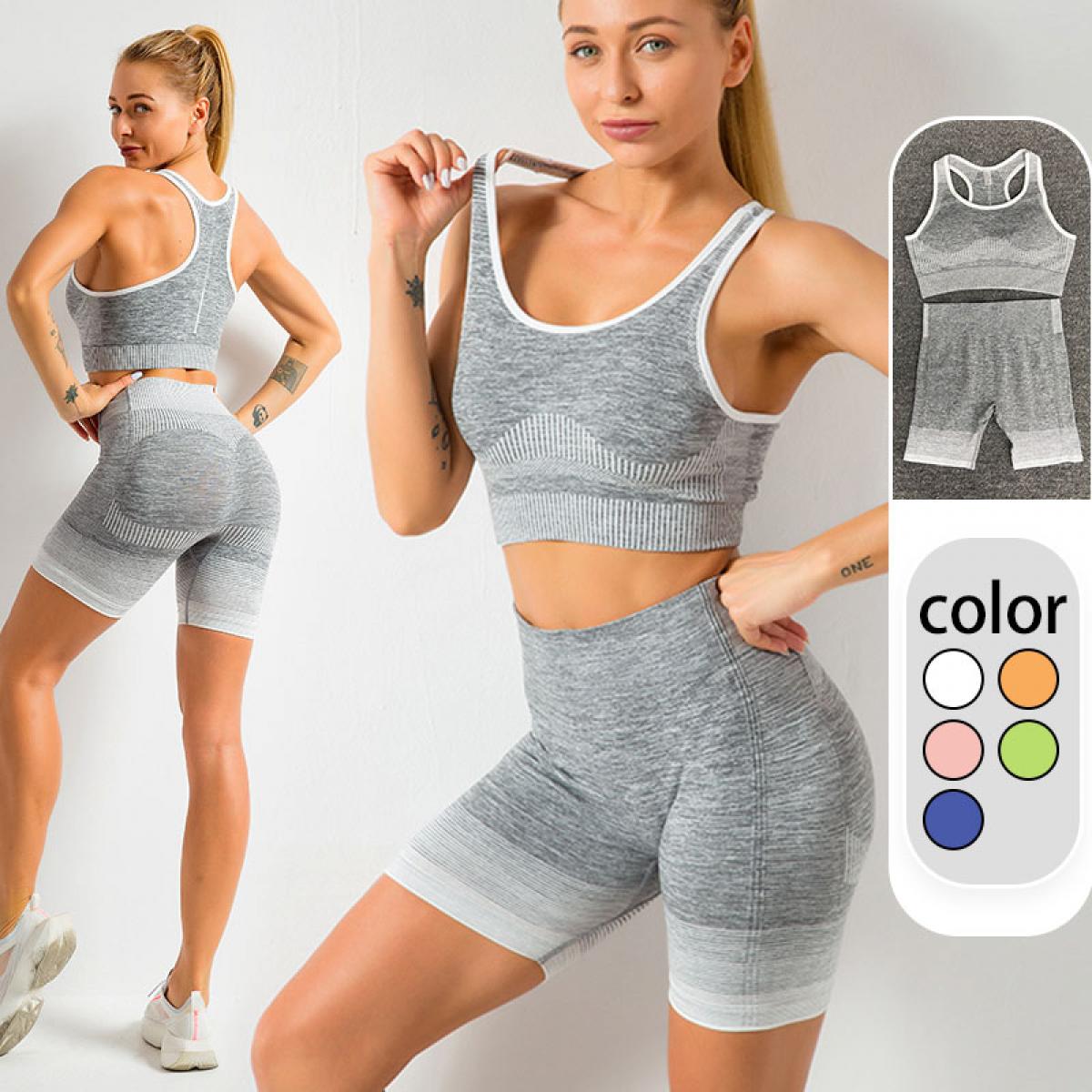 Stripe Design Corset Bra Hip Lift Shorts Sweatpants Women's