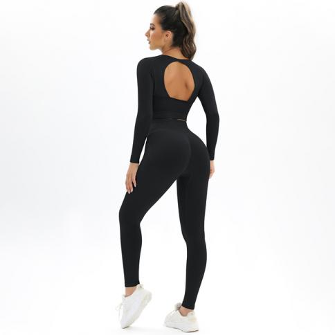 Gym Tight Long-Sleeved Yoga Clothes Seamless Yoga Jumpsuit Sports