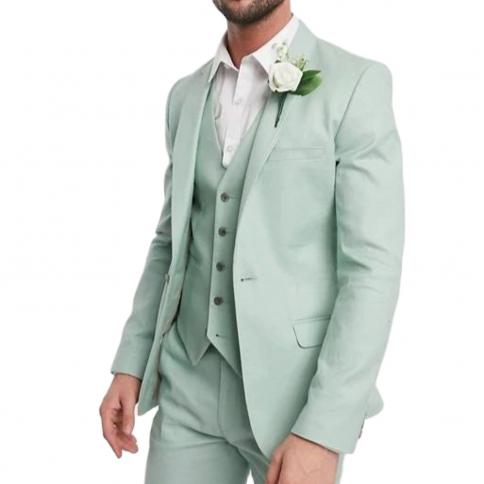Mint Green Notch Lapel Men's Suits Wedding Bespoke Elegant Blazer 2023  Fashion Design 3 Piece Jacket+pants+vest Costume size XXL Color Gold