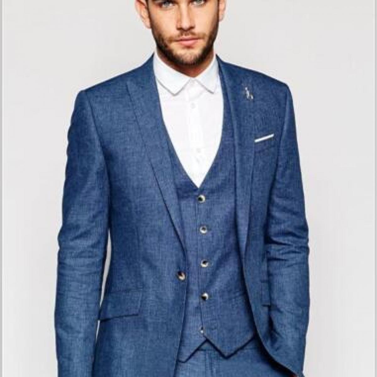 2023 Latest Coat Pant Design Navy Blue Men Suit Casual Slim Fit 3 Piece Wedding  Suits Tuxedo Custom Groom Blazer Terno M