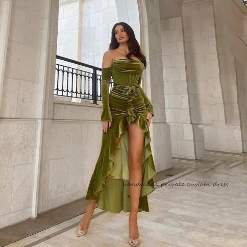Green Velvet Mermaid Evening Party Dresses High Low Pleats Velour Celebrate Prom Dress Strapless Pageant Event Gowns Color Burgundy US Size 16 Green Velvet Mermaid Evening Party Dresses High Low Pleats Velour Celebrate Prom Dress Strapless Pageant Event Gowns Color Burgundy US Size 16