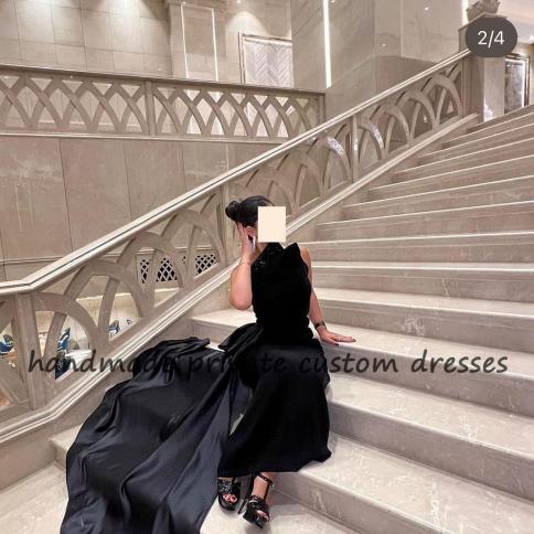 Black Mermaid Saudi Arabic Evening Dresses Strapless Mono Satin Dubai  Formal Dress With Skirt Long Wedding Party Gowns Color Burgundy US Size  Custom Size