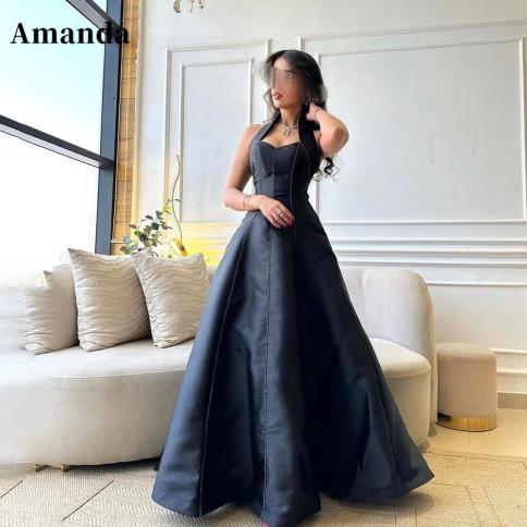 שמלות מסיבה אלגנטיות לנשים אמנדה משי 2023 שמלת נשף 2023 שמלת נשף 2023 שחור קו שמלת אירוע רשמי