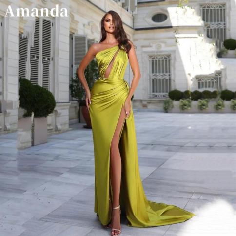 amanda אלגנטי משי שמלות מסיבה אלגנטיות לנשים 2023 כתף אחת שמלת נשף בתולת ים שמלת אירוע רשמי