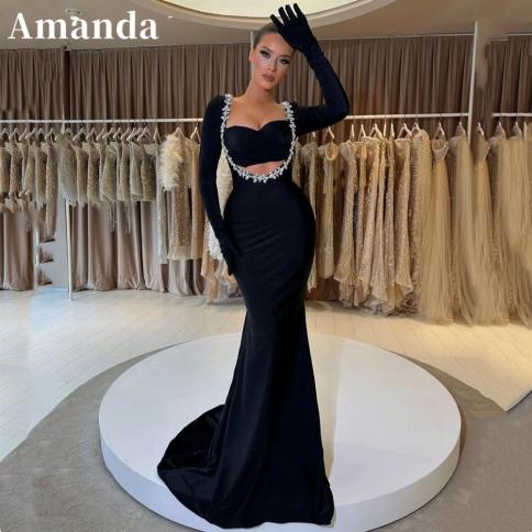 amanda hollow out vestidos de noche bright diamond בת ים שמלת נשף אלגנטית סאטן שחור מקסי שמלות אירוע רשמי