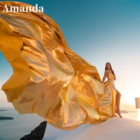 amanda float שמלות לאירוע רשמי שמלות ארוכות סאטוא רכבת שמלת נשף 2023 זהב סאטן שמלת מסיבה V צווארון משי vestidos de no