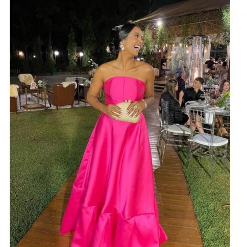 amanda  strapless aline prom dress 2023 elegant rose pink فستان سهرة sleeveless vestido de novia silk satin pro