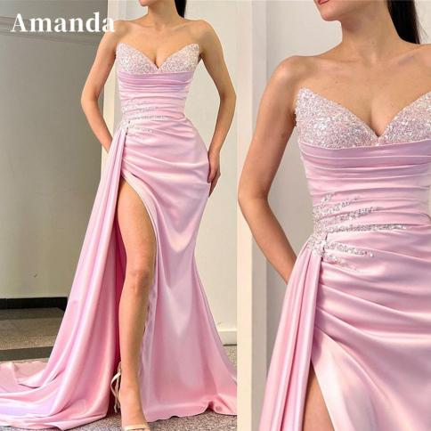 amanda boho שמלת נשף 2023 נסיכת לבנדר שמלות לאירוע רשמי נצנצים חזה משי שמלת מסיבות בתולת ים