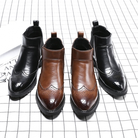 מגפי גברים מגולפים ברוק מגפי מרטין בריטיים נעליים עסקיות קזואל מגפי גברים צלסי 78094-b