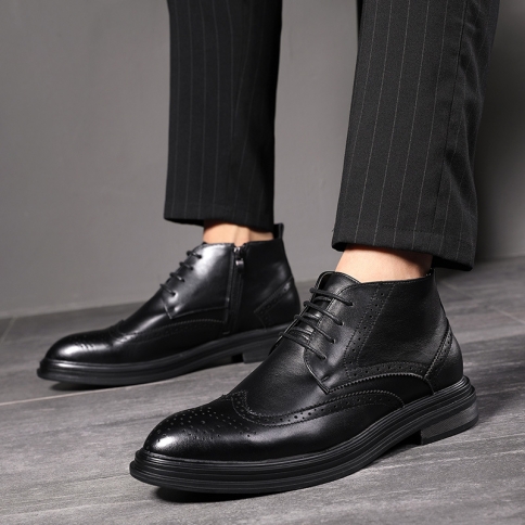 מגפי צלסי לגברים נעלי עור גבוהות לגברים מגפי מרטין לגברים מגפי גברים בסגנון בריטי נעלי עור מחודדות