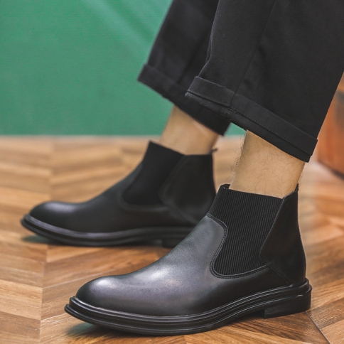 מגפוני עור מחודדים לגברים חדשים נעלי נעלי עור בריטיות 7511-w מגפיים