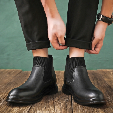 מגפי שחור חדש של מרטין גברים בתוספת קטיפה נעליים גבוהות מגפיים קצרים מגפיים קזואל בריטי צלסי גברים 7511-l