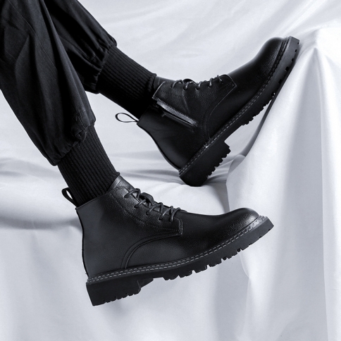 סתיו וחורף מגפי עבודה חדשים לגברים עם עקבים נמוכים מגפי מרטין טרנד נעלי עור בינוניות בסגנון בריטי m1105-r